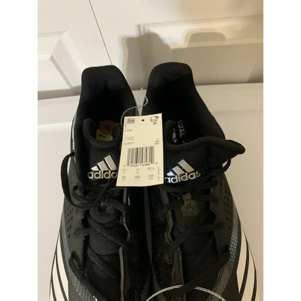 New Adidas Mens SZ 18 5-Star Low Top Lace Up, BlackWhite/Night Metallic,Sz UK 17